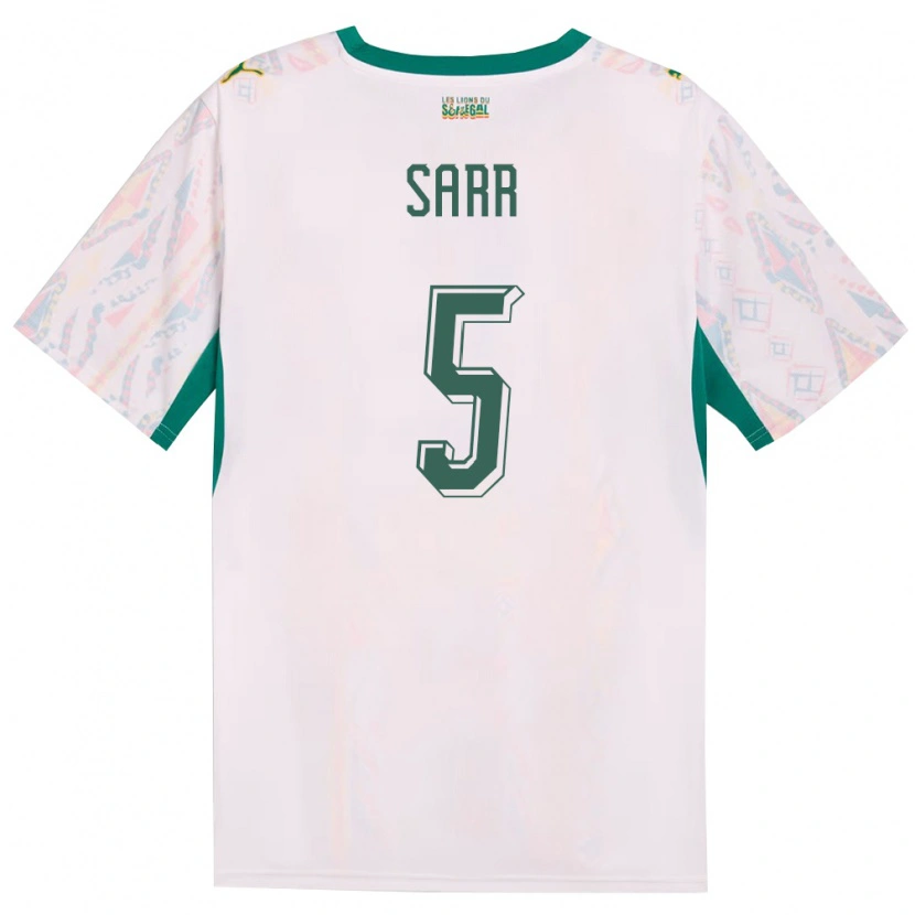 Danxen Dětské Senegal Omar Sarr #5 Bílá Zelená Žlutá Domů Hráčské Dresy 26-28 Dres