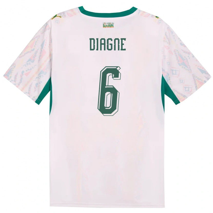 Danxen Dětské Senegal Edmee Diagne #6 Bílá Zelená Žlutá Domů Hráčské Dresy 26-28 Dres