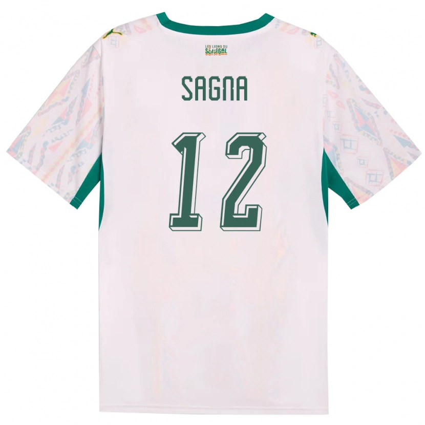 Danxen Dětské Senegal Safietou Sagna #12 Bílá Zelená Žlutá Domů Hráčské Dresy 26-28 Dres