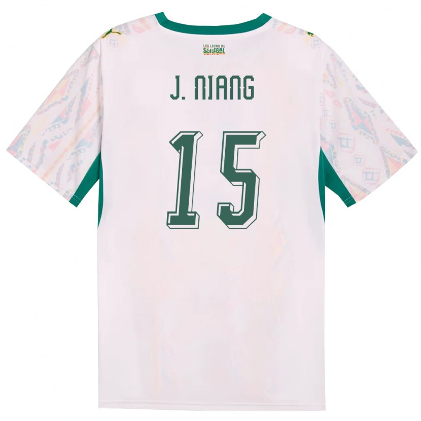 Danxen Dětské Senegal Jeanne Niang #15 Bílá Zelená Žlutá Domů Hráčské Dresy 26-28 Dres