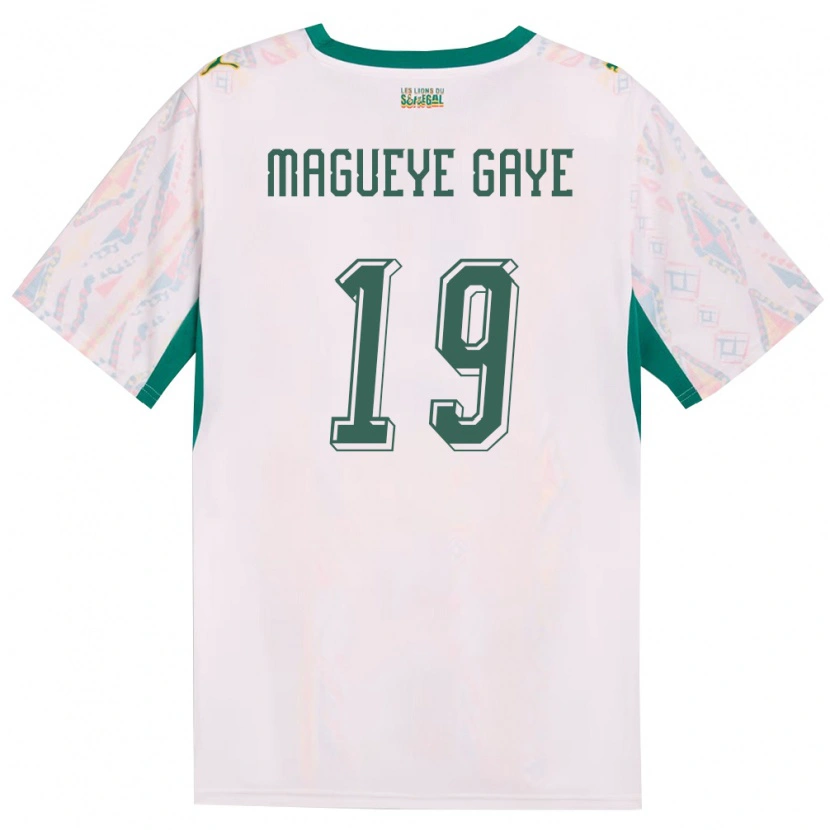 Danxen Dětské Senegal Papa Magueye Gaye #19 Bílá Zelená Žlutá Domů Hráčské Dresy 26-28 Dres