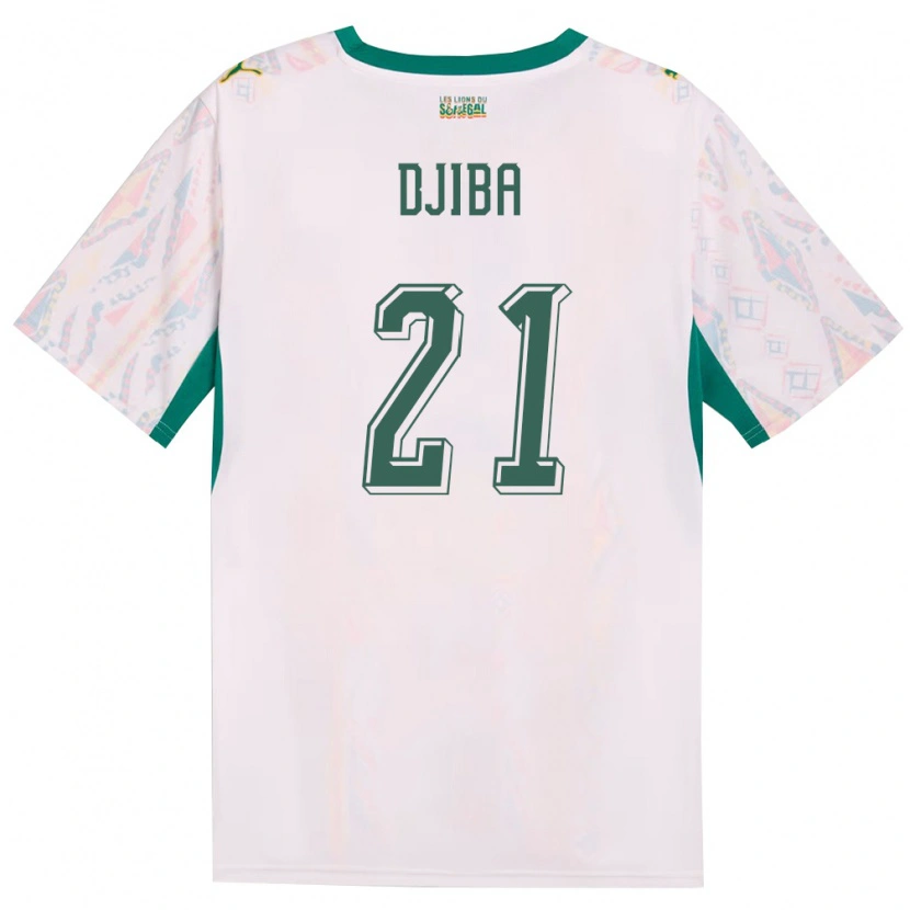 Danxen Dětské Senegal Francois Djiba #21 Bílá Zelená Žlutá Domů Hráčské Dresy 26-28 Dres