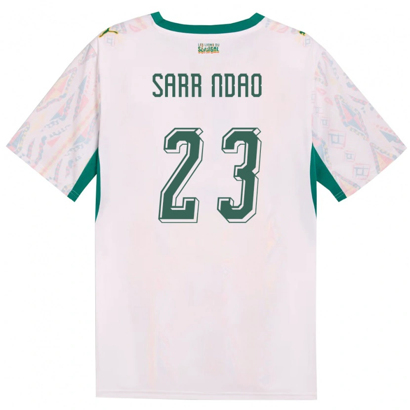 Danxen Dětské Senegal Alioune Sarr Ndao #23 Bílá Zelená Žlutá Domů Hráčské Dresy 26-28 Dres