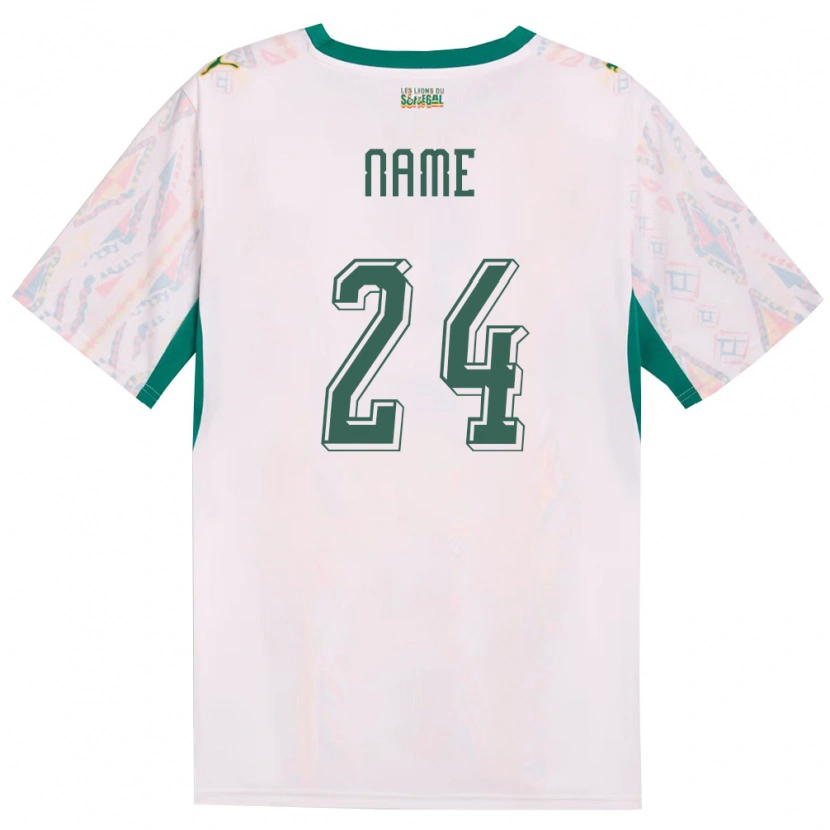 Danxen Dětské Senegal Moustapha Name #24 Bílá Zelená Žlutá Domů Hráčské Dresy 26-28 Dres