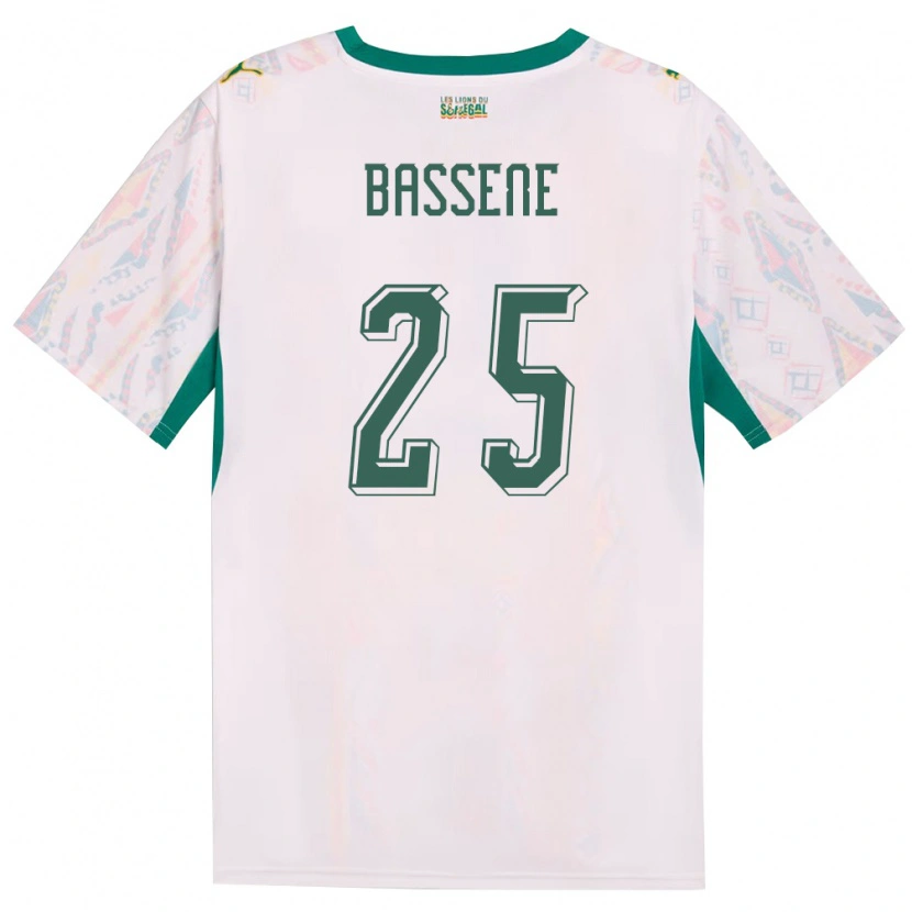 Danxen Dětské Senegal Pascaline Bassene #25 Bílá Zelená Žlutá Domů Hráčské Dresy 26-28 Dres