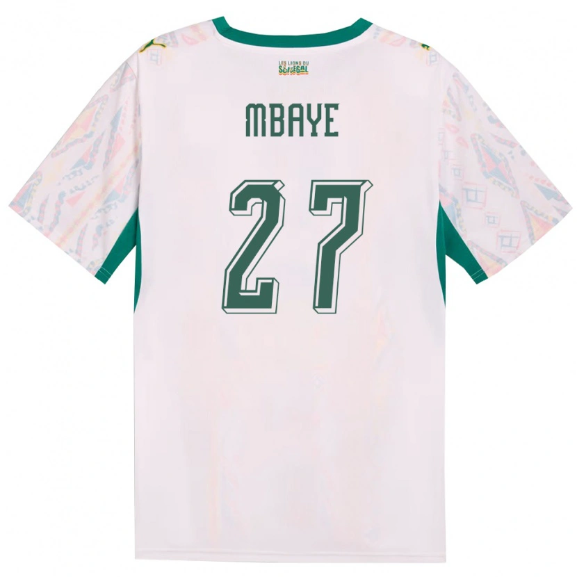 Danxen Dětské Senegal Ibrahim Mbaye #27 Bílá Zelená Žlutá Domů Hráčské Dresy 26-28 Dres