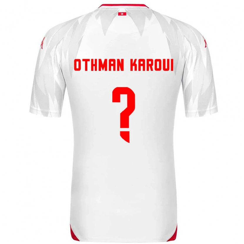 Danxen Dětské Tunisko Mohamed Othman Karoui #0 Bílá Červená Domů Hráčské Dresy 26-28 Dres