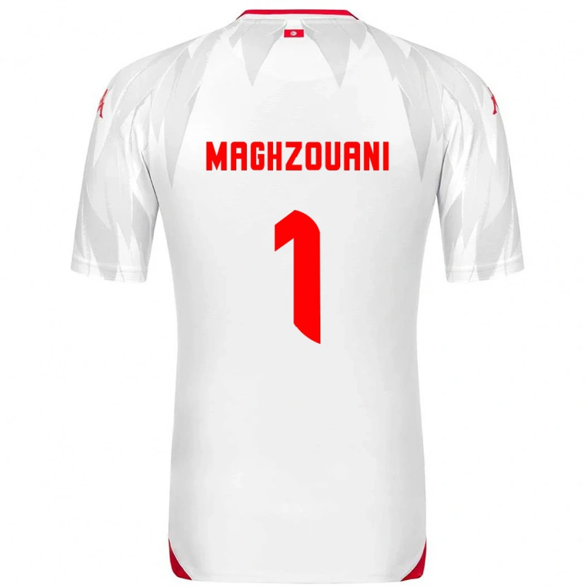 Danxen Dětské Tunisko Wassim Maghzouani #1 Bílá Červená Domů Hráčské Dresy 26-28 Dres