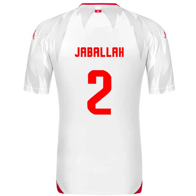 Danxen Dětské Tunisko Youssef Jaballah #2 Bílá Červená Domů Hráčské Dresy 26-28 Dres