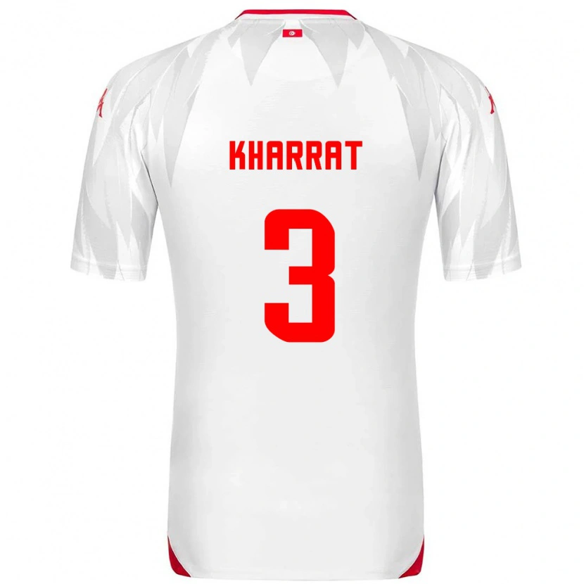 Danxen Dětské Tunisko Youssef Kharrat #3 Bílá Červená Domů Hráčské Dresy 26-28 Dres