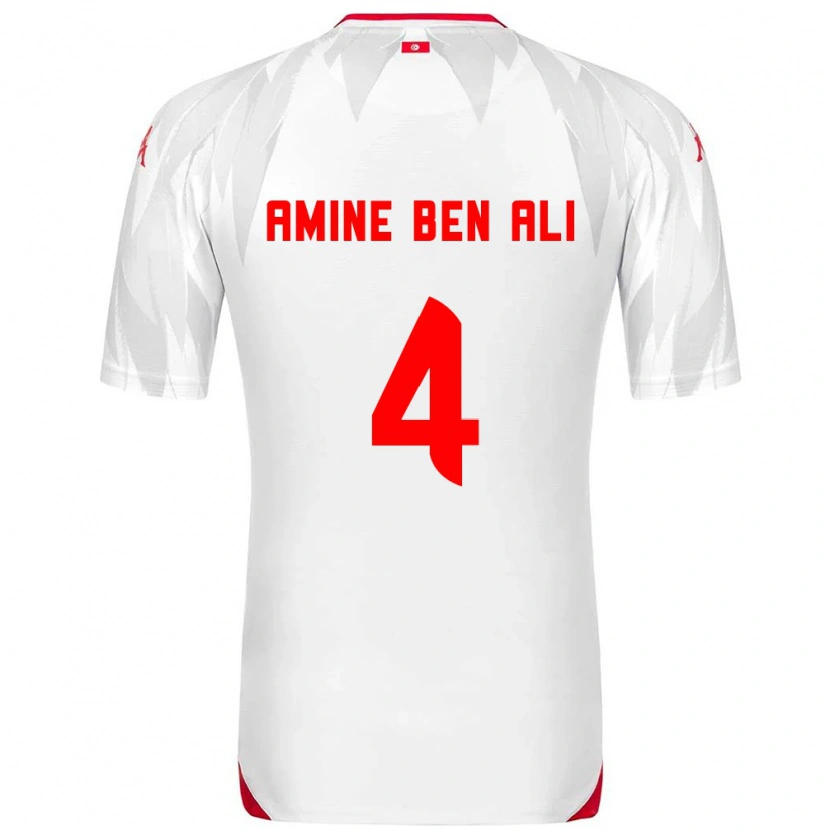 Danxen Dětské Tunisko Mohamed Amine Ben Ali #4 Bílá Červená Domů Hráčské Dresy 26-28 Dres