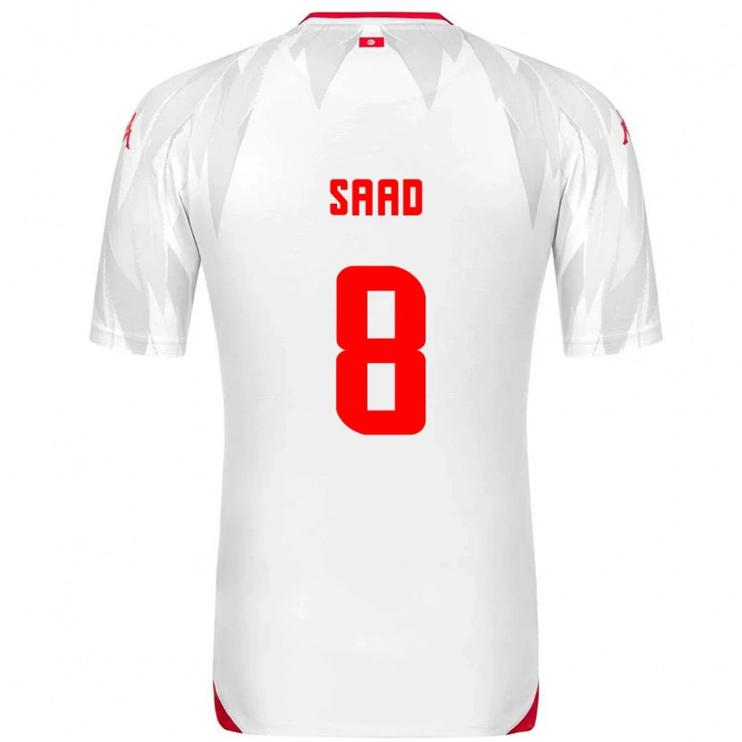 Danxen Dětské Tunisko Elias Saad #8 Bílá Červená Domů Hráčské Dresy 26-28 Dres