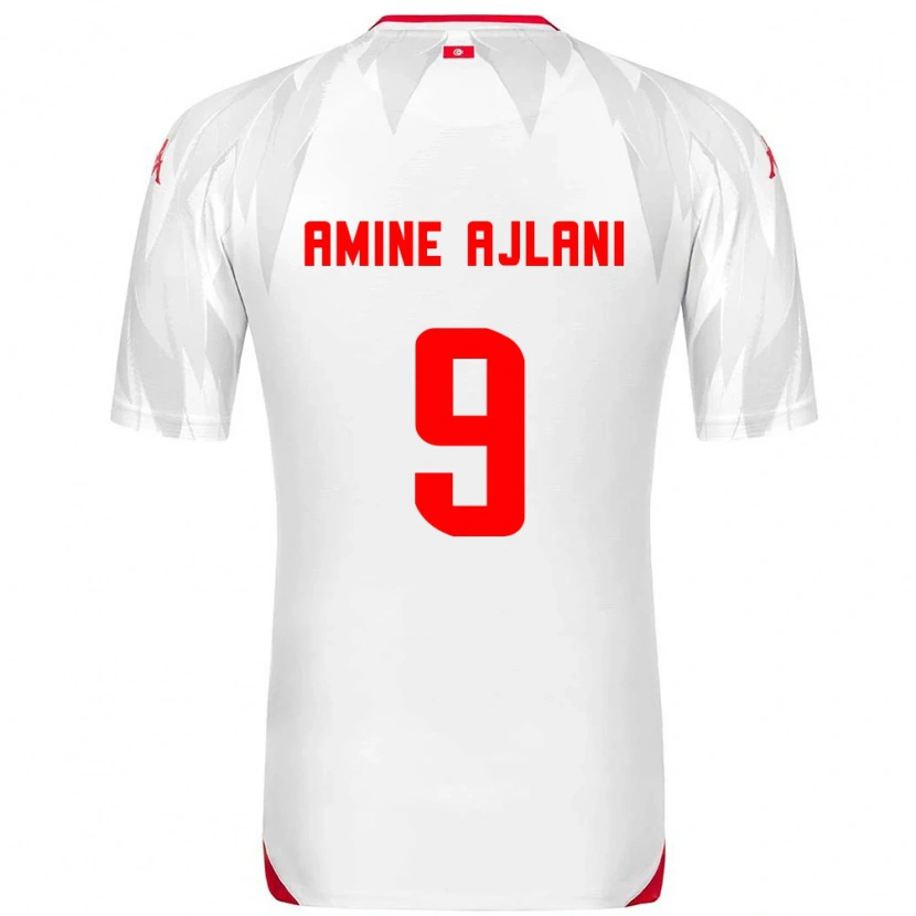 Danxen Dětské Tunisko Mohamed Amine Ajlani #9 Bílá Červená Domů Hráčské Dresy 26-28 Dres