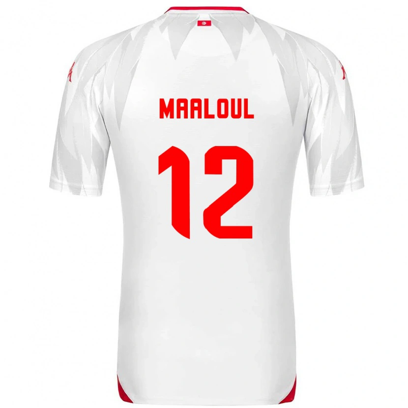 Danxen Dětské Tunisko Ali Maâloul #12 Bílá Červená Domů Hráčské Dresy 26-28 Dres