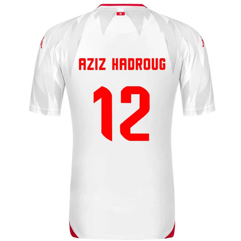 Danxen Dětské Tunisko Mohamed Aziz Hadroug #12 Bílá Červená Domů Hráčské Dresy 26-28 Dres