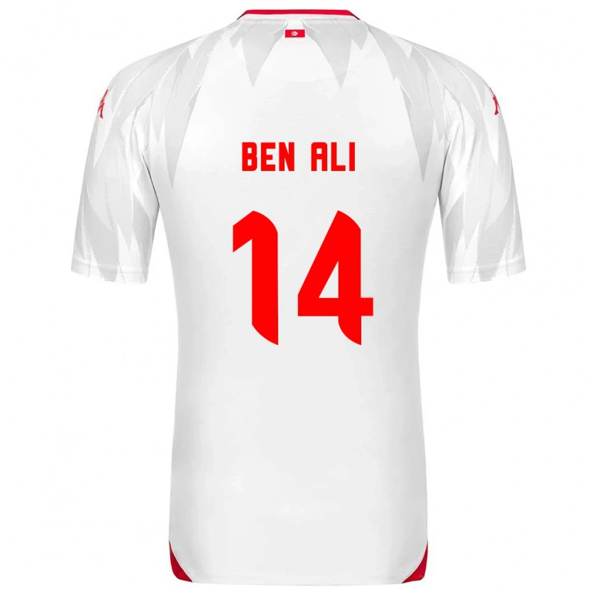 Danxen Dětské Tunisko Mohamed Ben Ali #14 Bílá Červená Domů Hráčské Dresy 26-28 Dres