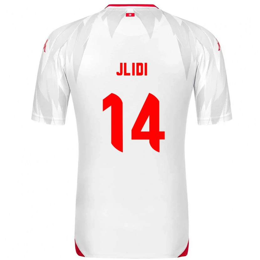 Danxen Dětské Tunisko Yahia Jlidi #14 Bílá Červená Domů Hráčské Dresy 26-28 Dres