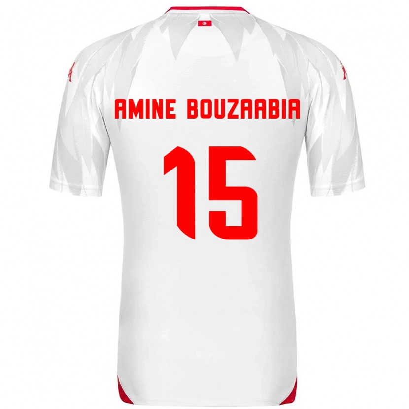 Danxen Dětské Tunisko Mohamed Amine Bouzaabia #15 Bílá Červená Domů Hráčské Dresy 26-28 Dres