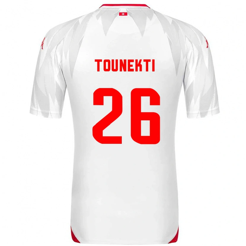 Danxen Dětské Tunisko Sebastian Tounekti #26 Bílá Červená Domů Hráčské Dresy 26-28 Dres