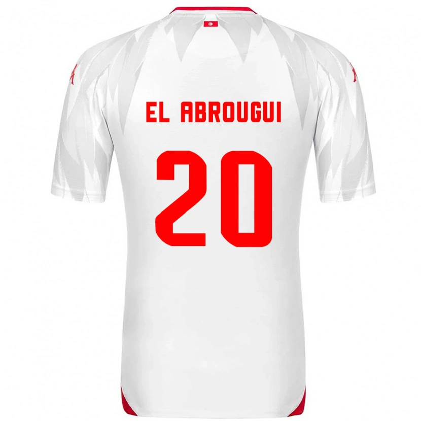 Danxen Dětské Tunisko Wassim El Abrougui #20 Bílá Červená Domů Hráčské Dresy 26-28 Dres