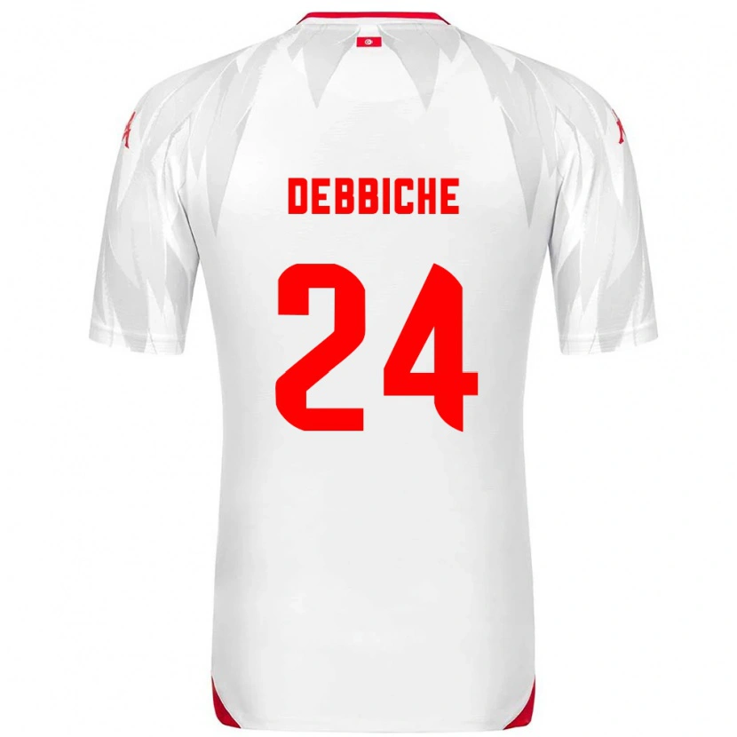 Danxen Dětské Tunisko Wael Debbiche #24 Bílá Červená Domů Hráčské Dresy 26-28 Dres