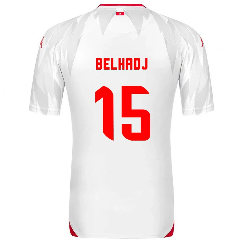 Danxen Dětské Tunisko Mohamed Belhadj Mahmoud #15 Bílá Červená Domů Hráčské Dresy 26-28 Dres
