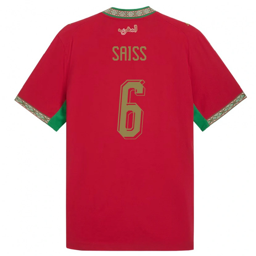 Danxen Dětské Maroko Romain Saïss #6 Červená Zelená Bílá Domů Hráčské Dresy 26-28 Dres