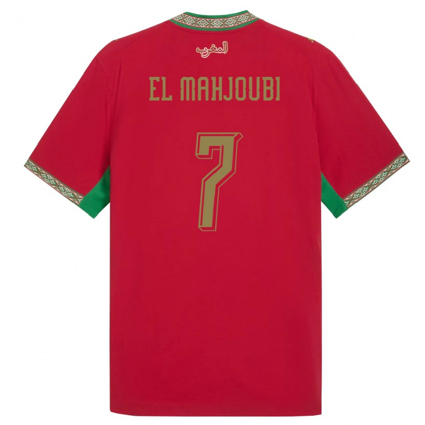 Danxen Dětské Maroko Djibril El Mahjoubi #7 Červená Zelená Bílá Domů Hráčské Dresy 26-28 Dres
