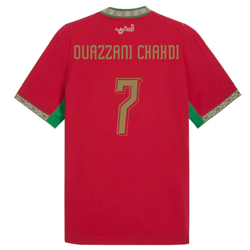Danxen Dětské Maroko Fady Ouazzani Chahdi #7 Červená Zelená Bílá Domů Hráčské Dresy 26-28 Dres