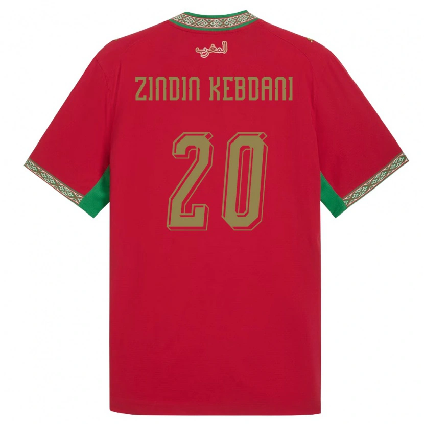 Danxen Dětské Maroko Mohammed Zindin Kebdani #20 Červená Zelená Bílá Domů Hráčské Dresy 26-28 Dres