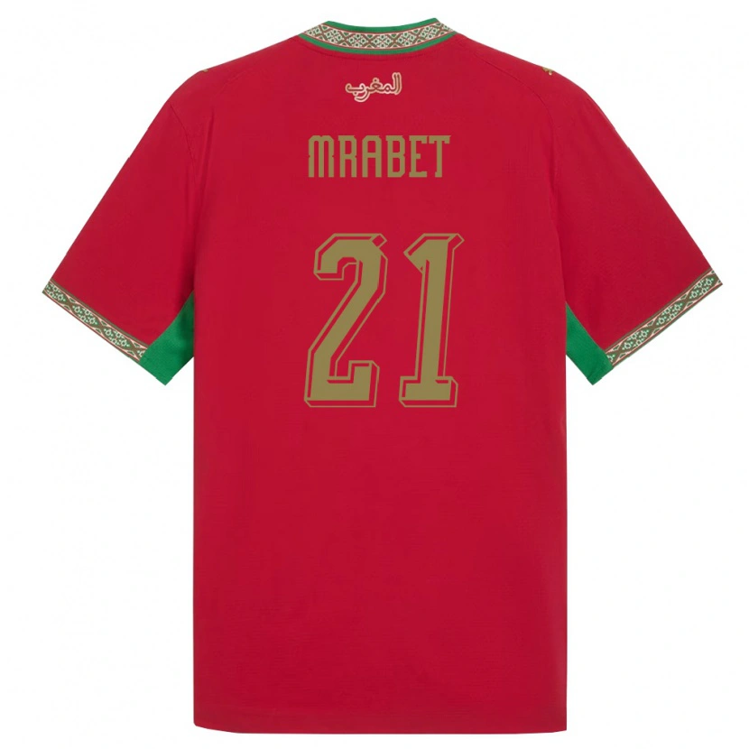 Danxen Dětské Maroko Yasmin Mrabet #21 Červená Zelená Bílá Domů Hráčské Dresy 26-28 Dres