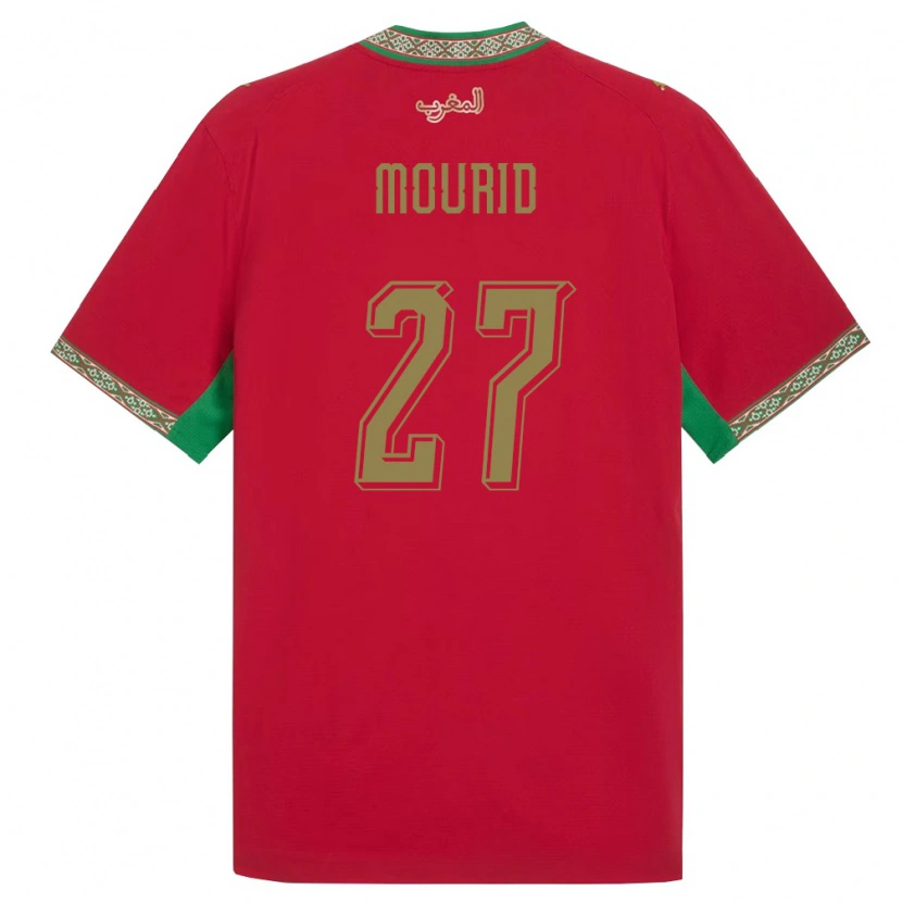 Danxen Dětské Maroko Aymane Mourid #27 Červená Zelená Bílá Domů Hráčské Dresy 26-28 Dres