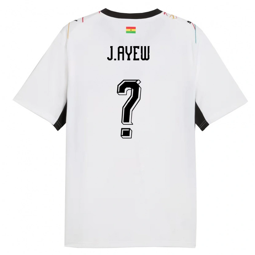 Danxen Dětské Ghana Jordan Ayew #0 Bílá Černá Žlutá Domů Hráčské Dresy 26-28 Dres