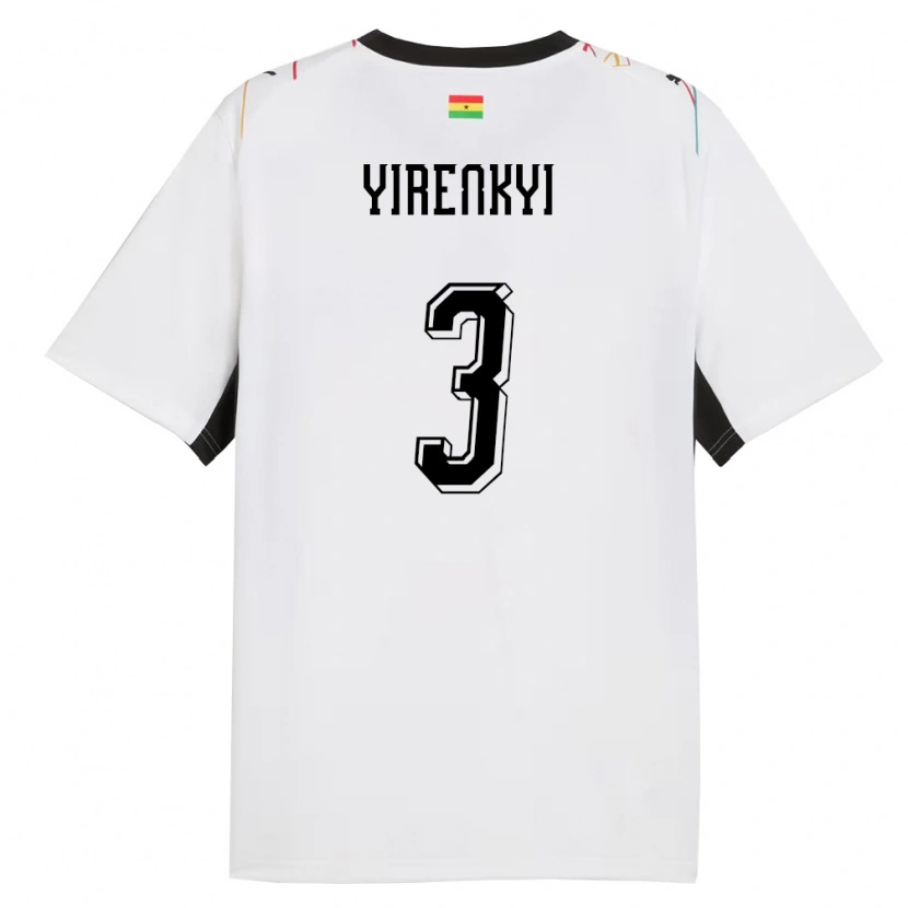 Danxen Dětské Ghana Caleb Yirenkyi #3 Bílá Černá Žlutá Domů Hráčské Dresy 26-28 Dres