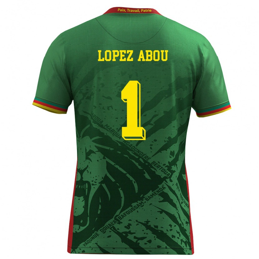Danxen Dětské Kamerun Junior Lopez #1 Zelená Žlutá Červená Domů Hráčské Dresy 26-28 Dres