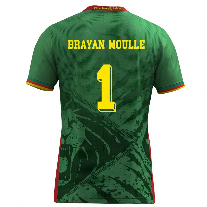 Danxen Dětské Kamerun Jason Brayan Moulle #1 Zelená Žlutá Červená Domů Hráčské Dresy 26-28 Dres