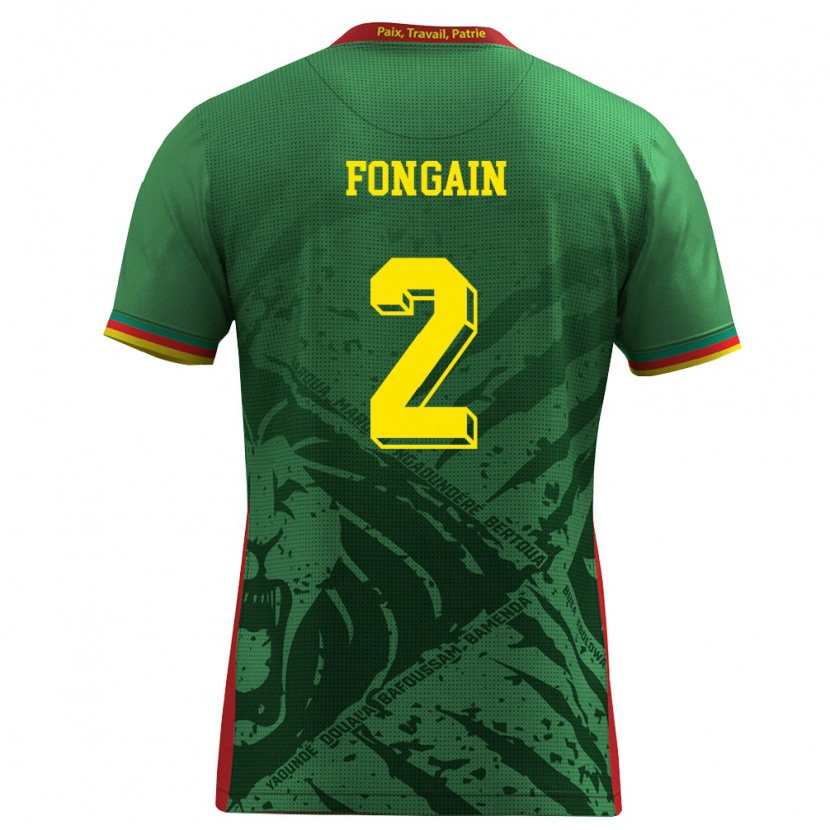 Danxen Dětské Kamerun Meyepya Fongain #2 Zelená Žlutá Červená Domů Hráčské Dresy 26-28 Dres