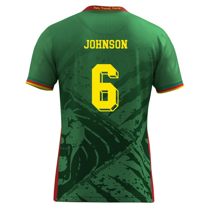 Danxen Dětské Kamerun Estelle Johnson #6 Zelená Žlutá Červená Domů Hráčské Dresy 26-28 Dres