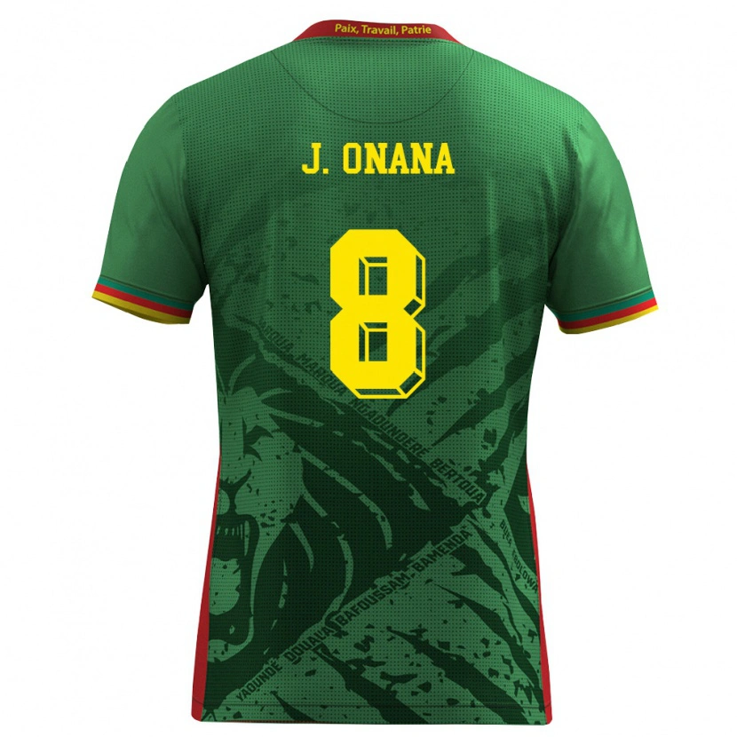Danxen Dětské Kamerun Jean Onana #8 Zelená Žlutá Červená Domů Hráčské Dresy 26-28 Dres