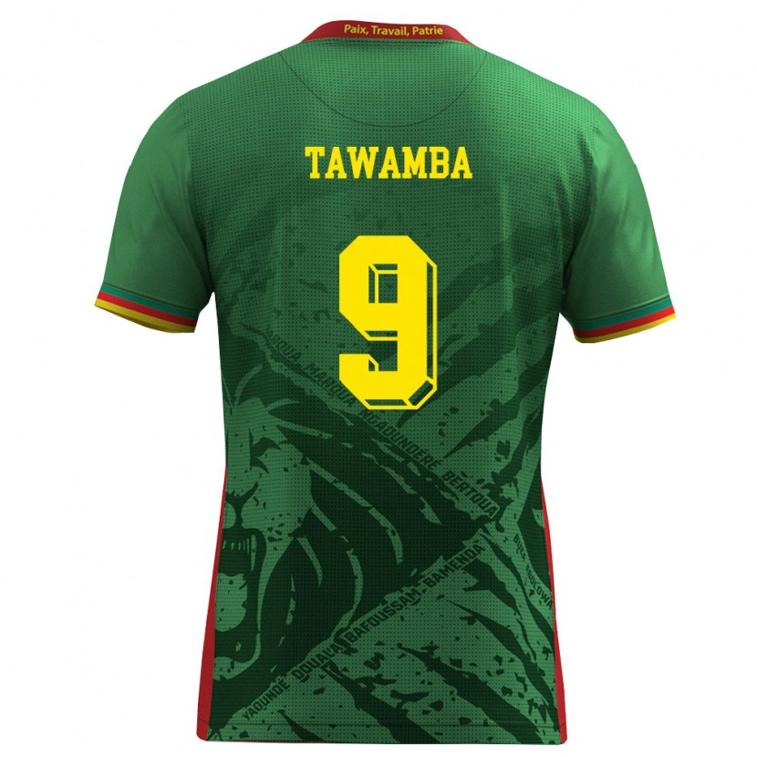 Danxen Dětské Kamerun Leandre Tawamba #9 Zelená Žlutá Červená Domů Hráčské Dresy 26-28 Dres