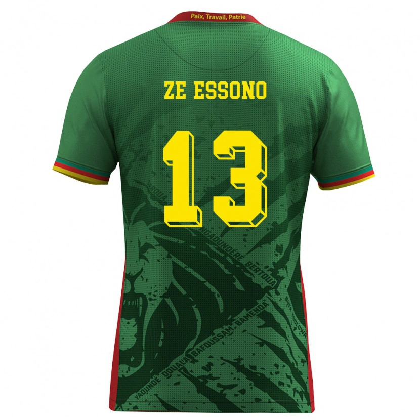 Danxen Dětské Kamerun Severin Ze Essono #13 Zelená Žlutá Červená Domů Hráčské Dresy 26-28 Dres