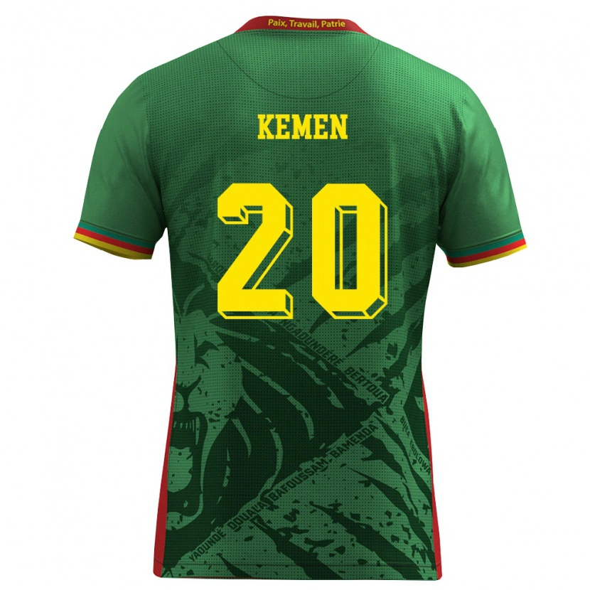 Danxen Dětské Kamerun Olivier Kemen #20 Zelená Žlutá Červená Domů Hráčské Dresy 26-28 Dres