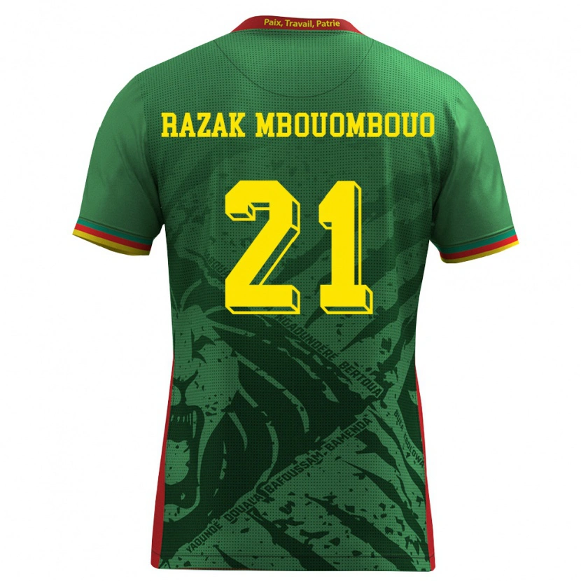 Danxen Dětské Kamerun Abdoul Razak Mbouombouo #21 Zelená Žlutá Červená Domů Hráčské Dresy 26-28 Dres