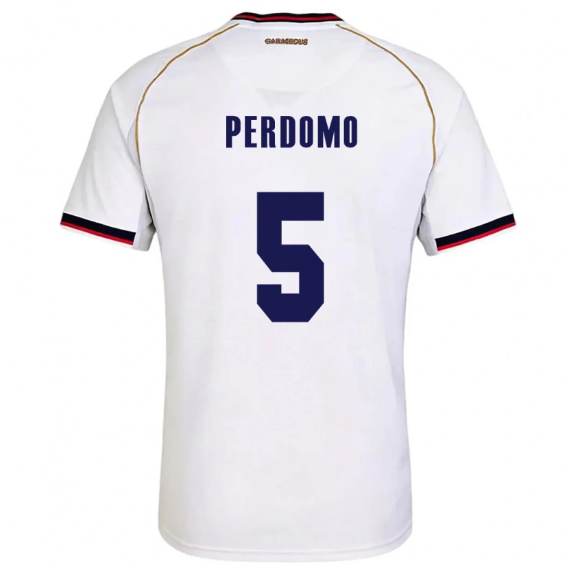 Danxen Dětské Panama Reyniel Perdomo #5 Bílá Červená Daleko Hráčské Dresy 26-28 Dres
