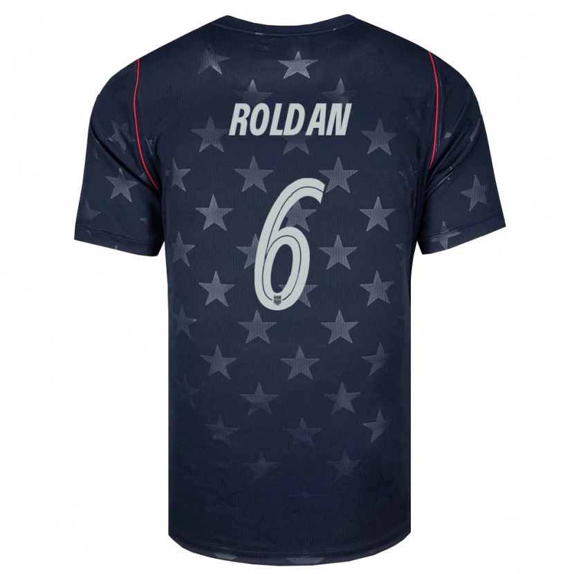 Danxen Dětské Spojené Státy Americké Cristian Roldán #6 Černá Bílá Červená Daleko Hráčské Dresy 26-28 Dres