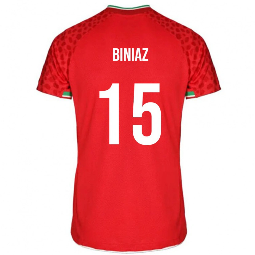 Danxen Dětské Írán Mohammad Biniaz #15 Červená Bílá Daleko Hráčské Dresy 26-28 Dres
