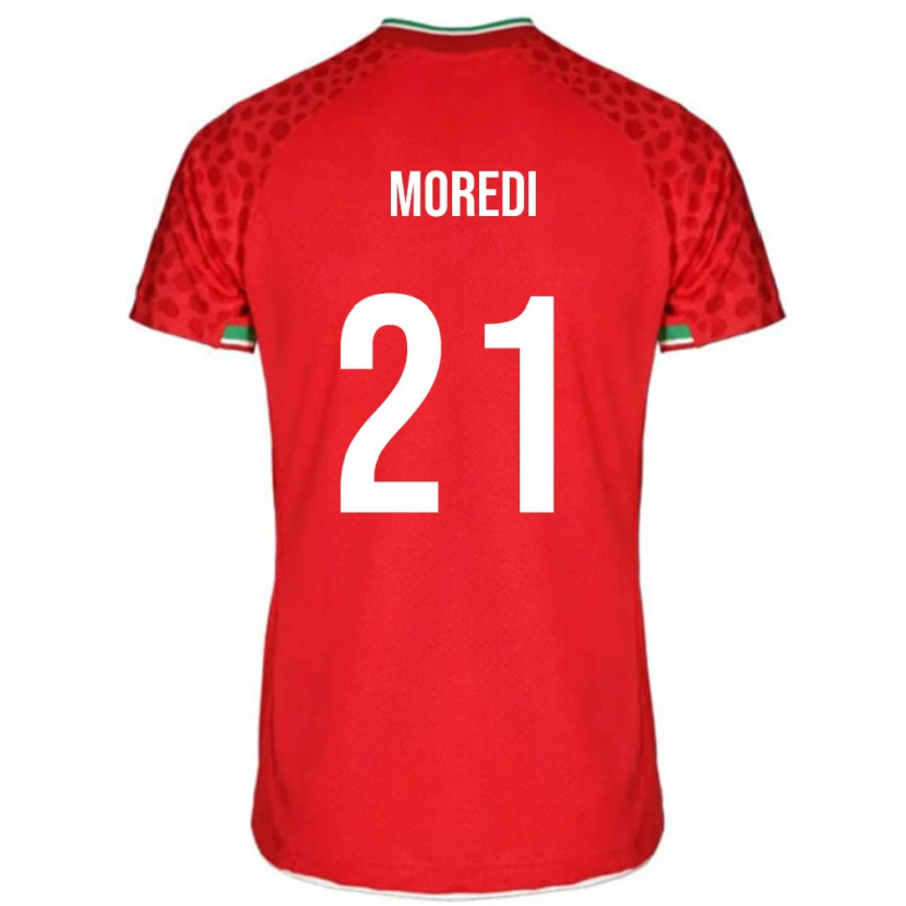 Danxen Dětské Írán Abolfazl Moredi #21 Červená Bílá Daleko Hráčské Dresy 26-28 Dres