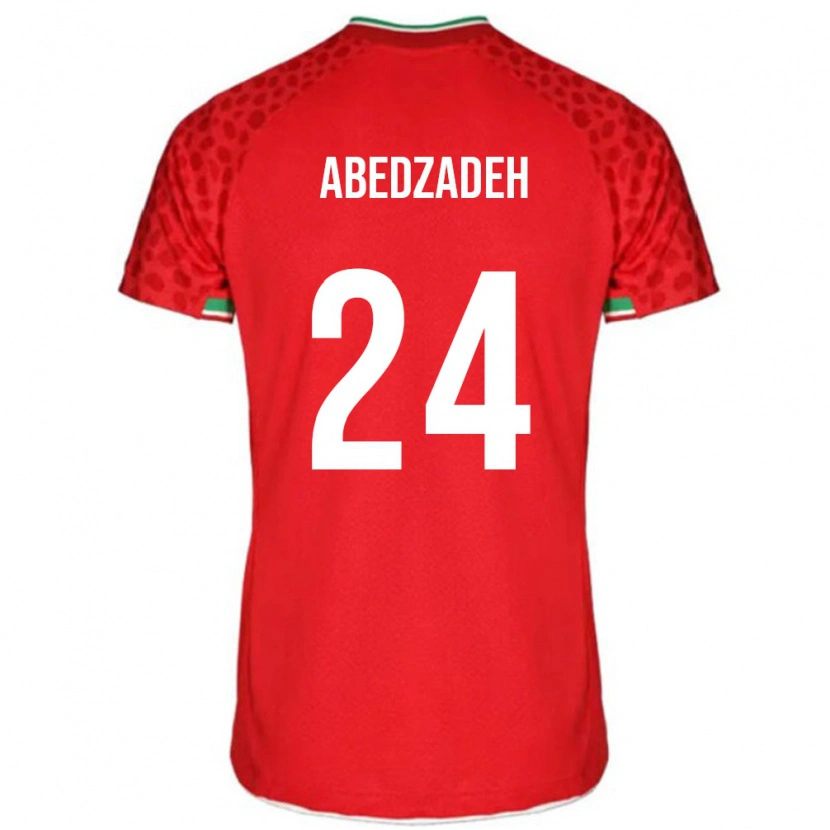 Danxen Dětské Írán Amir Abedzadeh #24 Červená Bílá Daleko Hráčské Dresy 26-28 Dres