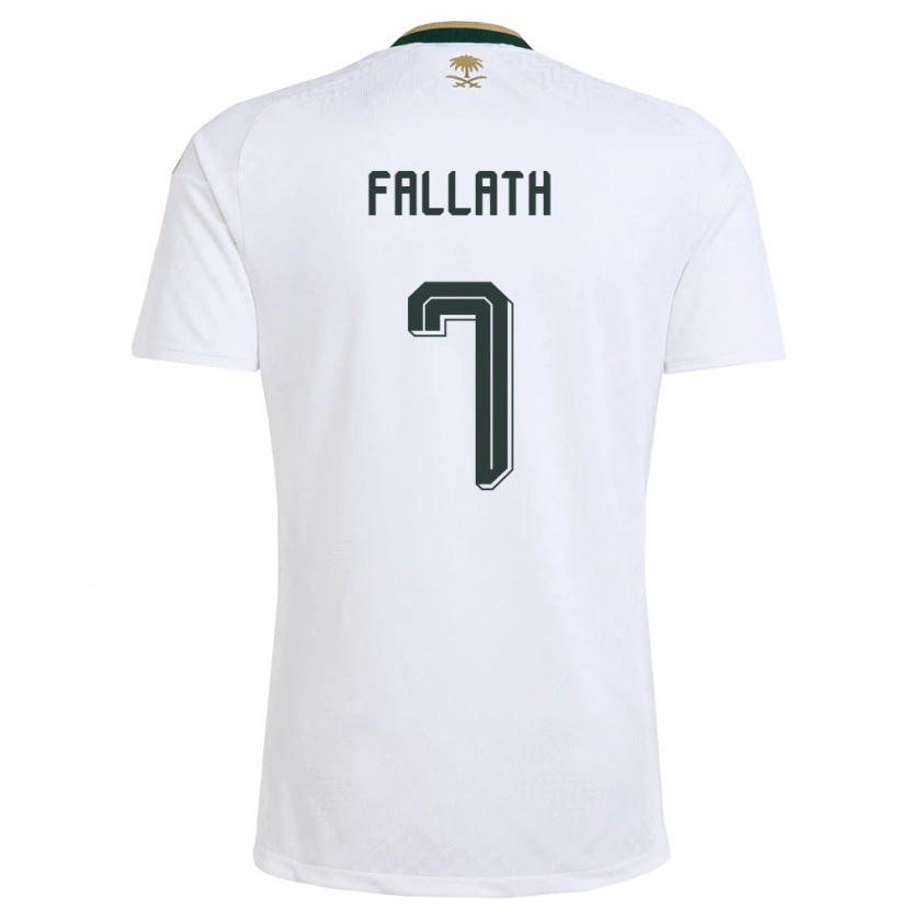 Danxen Dětské Saúdská Arábie Fahad Fallath #7 Bílá Zelená Zlatá Daleko Hráčské Dresy 26-28 Dres