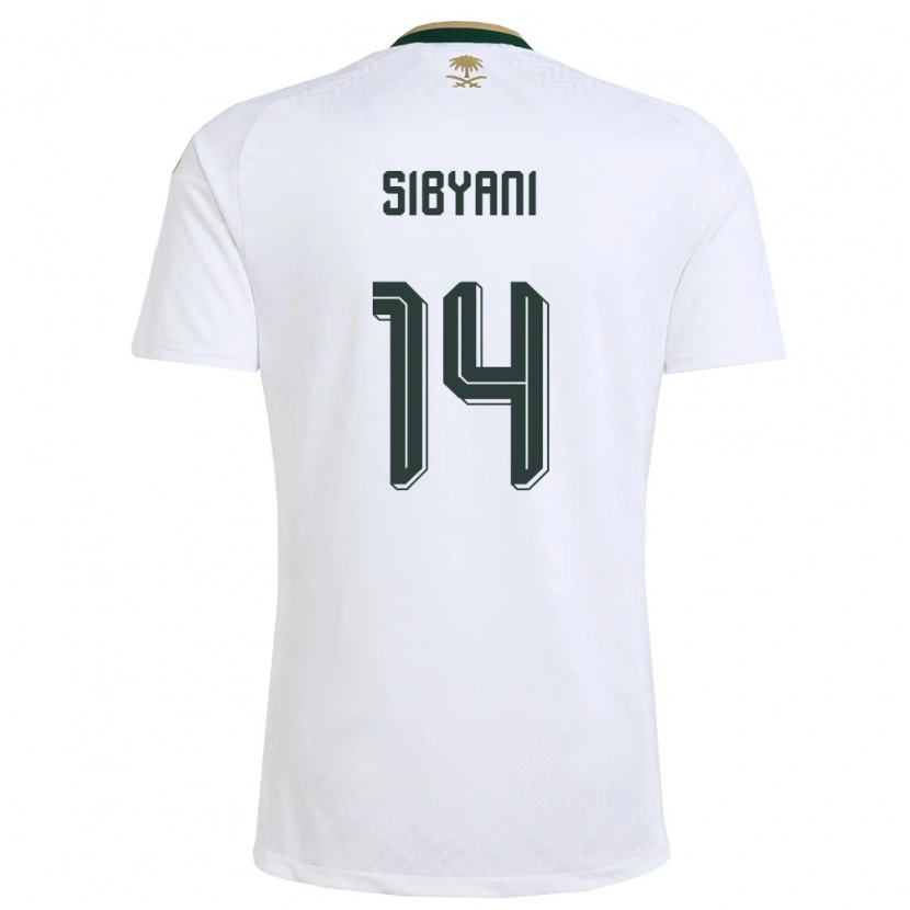 Danxen Dětské Saúdská Arábie Meshal Sibyani #14 Bílá Zelená Zlatá Daleko Hráčské Dresy 26-28 Dres